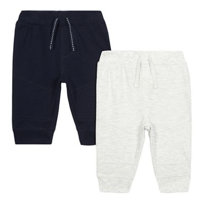 bluezoo Pack of two baby boys' navy and grey ribbed jogging bottoms